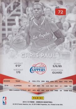 2014-15 Donruss - Elite #72 Chris Paul Back