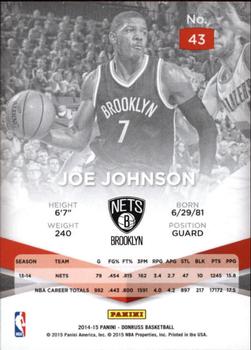 2014-15 Donruss - Elite #43 Joe Johnson Back