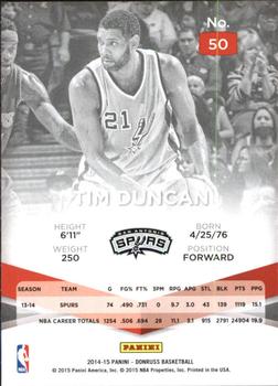 2014-15 Donruss - Elite #50 Tim Duncan Back