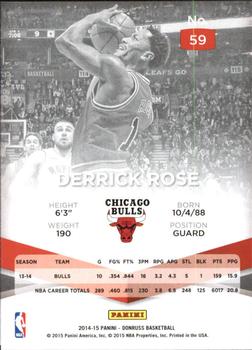 2014-15 Donruss - Elite #59 Derrick Rose Back