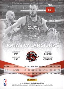 2014-15 Donruss - Elite #68 Jonas Valanciunas Back