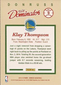 2014-15 Donruss - Elite Dominators #9 Klay Thompson Back