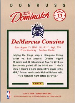 2014-15 Donruss - Elite Dominators #11 DeMarcus Cousins Back