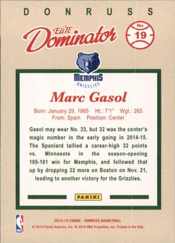 2014-15 Donruss - Elite Dominators #19 Marc Gasol Back