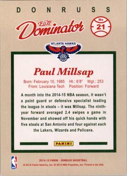 2014-15 Donruss - Elite Dominators #21 Paul Millsap Back