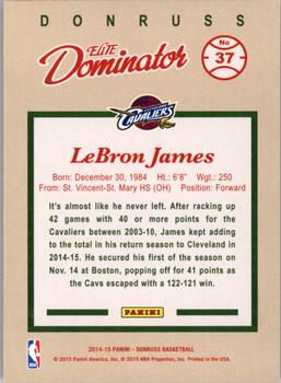 2014-15 Donruss - Elite Dominators #37 LeBron James Back
