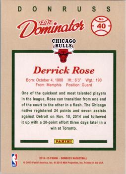 2014-15 Donruss - Elite Dominators #40 Derrick Rose Back