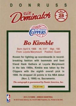 2014-15 Donruss - Elite Dominators Signatures #28 Bo Kimble Back