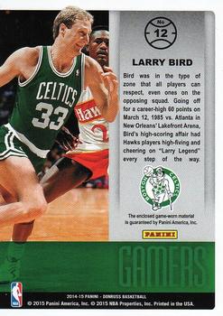 2014-15 Donruss - Gamers Jerseys #12 Larry Bird Back