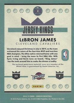 2014-15 Donruss - Jersey Kings Prime #4 LeBron James Back