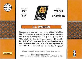 2014-15 Donruss - Rated Rookie Signature Patches #RR-TJW T.J. Warren Back