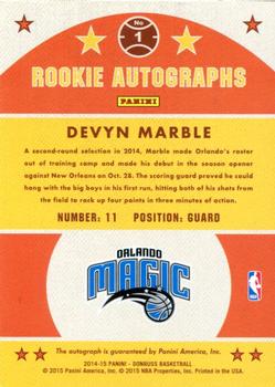 2014-15 Donruss - Rookie Autographs #1 Devyn Marble Back