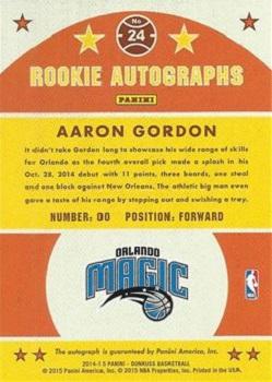 2014-15 Donruss - Rookie Autographs #24 Aaron Gordon Back