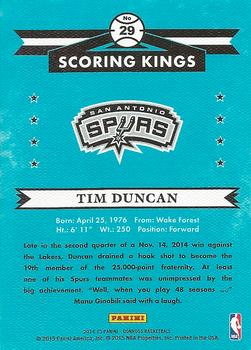 2014-15 Donruss - Scoring Kings #29 Tim Duncan Back