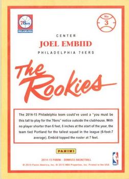 2014-15 Donruss - The Rookies #3 Joel Embiid Back