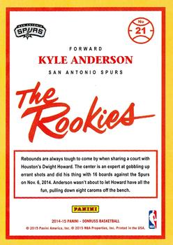 2014-15 Donruss - The Rookies #21 Kyle Anderson Back