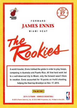 2014-15 Donruss - The Rookies #27 James Ennis Back