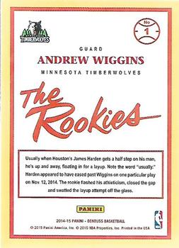 2014-15 Donruss - The Rookies #1 Andrew Wiggins Back