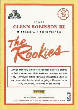 2014-15 Donruss - The Rookies #16 Glenn Robinson III Back