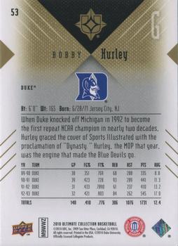 2010-11 Upper Deck Ultimate Collection #53 Bobby Hurley  Back
