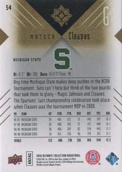 2010-11 Upper Deck Ultimate Collection #54 Mateen Cleaves  Back