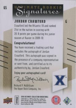 2010-11 Upper Deck Ultimate Collection #65 Jordan Crawford  Back