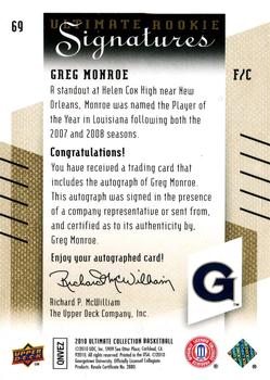 2010-11 Upper Deck Ultimate Collection #69 Greg Monroe  Back