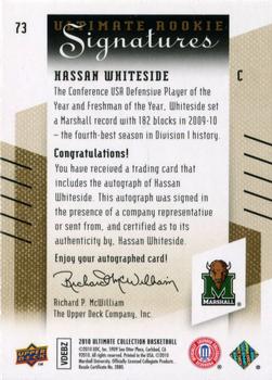 2010-11 Upper Deck Ultimate Collection #73 Hassan Whiteside  Back