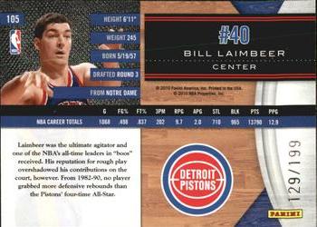 2010-11 Panini Limited #105 Bill Laimbeer  Back