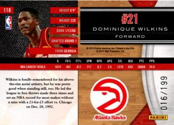 2010-11 Panini Limited #118 Dominique Wilkins  Back