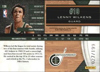 2010-11 Panini Limited #136 Lenny Wilkens  Back