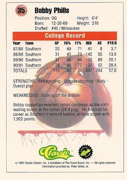 1991 Classic #35 Bobby Phills  Back