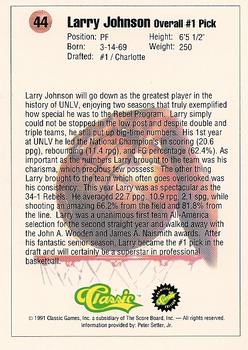 1991 Classic #44 Larry Johnson Back