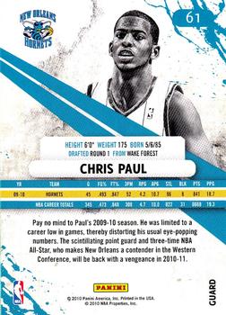 2010-11 Panini Rookies & Stars #61 Chris Paul  Back