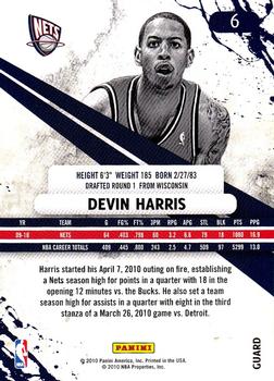 2010-11 Panini Rookies & Stars #6 Devin Harris  Back