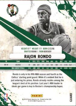 2010-11 Panini Rookies & Stars #3 Rajon Rondo  Back