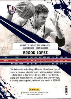 2010-11 Panini Rookies & Stars #5 Brook Lopez  Back