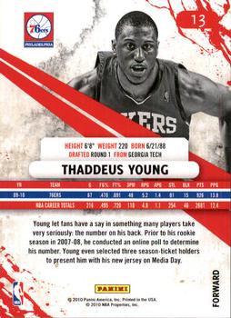 2010-11 Panini Rookies & Stars #13 Thaddeus Young  Back