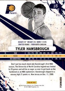 2010-11 Panini Rookies & Stars #28 Tyler Hansbrough  Back