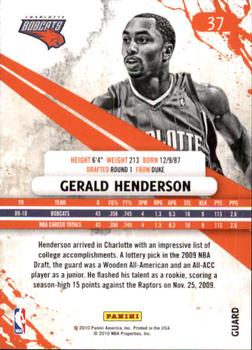 2010-11 Panini Rookies & Stars #37 Gerald Henderson  Back