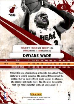 2010-11 Panini Rookies & Stars #41 Dwyane Wade  Back