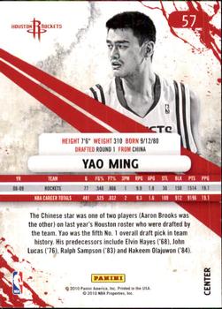 2010-11 Panini Rookies & Stars #57 Yao Ming  Back