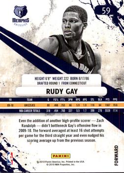 2010-11 Panini Rookies & Stars #59 Rudy Gay  Back