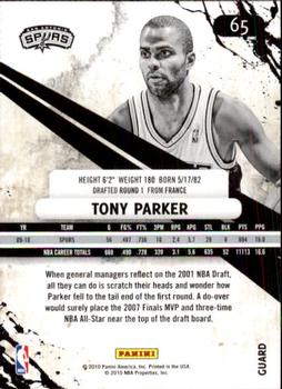 2010-11 Panini Rookies & Stars #65 Tony Parker  Back