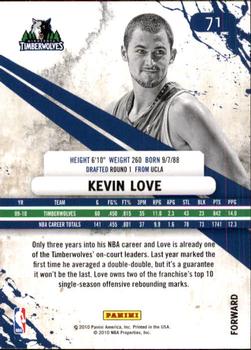 2010-11 Panini Rookies & Stars #71 Kevin Love  Back