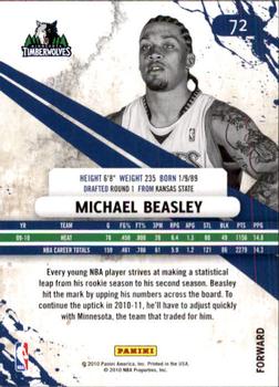 2010-11 Panini Rookies & Stars #72 Michael Beasley  Back