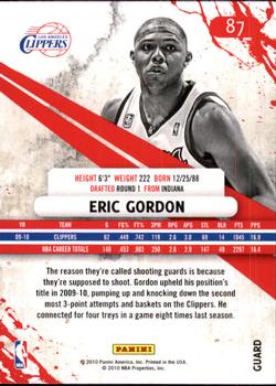 2010-11 Panini Rookies & Stars #87 Eric Gordon  Back