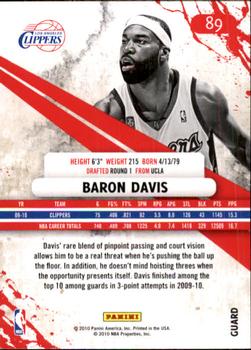 2010-11 Panini Rookies & Stars #89 Baron Davis  Back