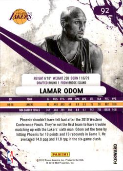 2010-11 Panini Rookies & Stars #92 Lamar Odom  Back