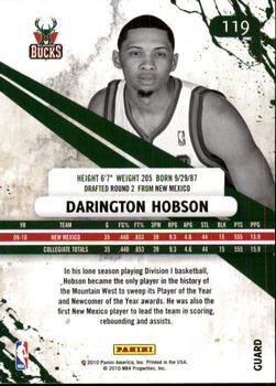 2010-11 Panini Rookies & Stars #119 Darington Hobson  Back